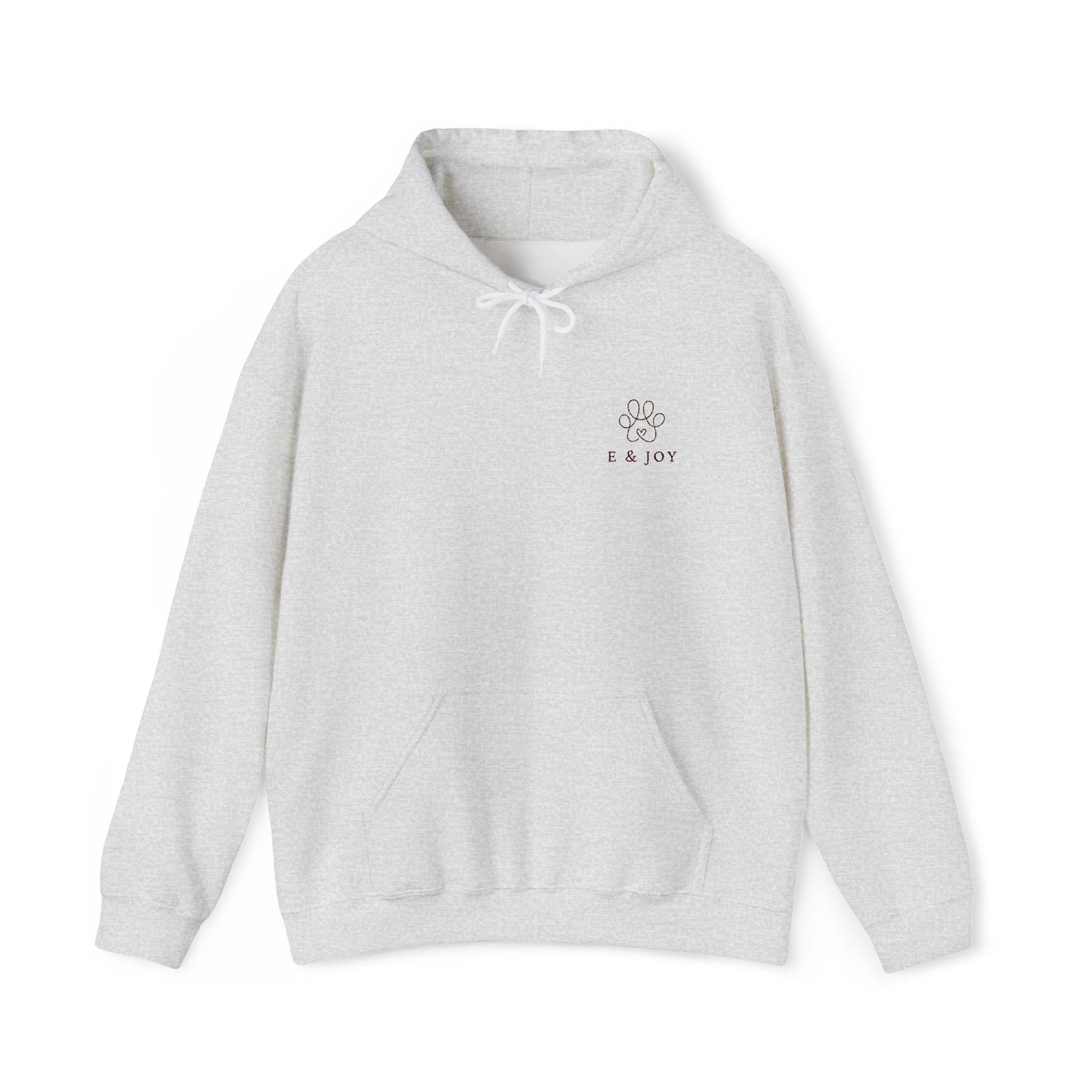 Unisex hoodie med broderad logga – E & Joy